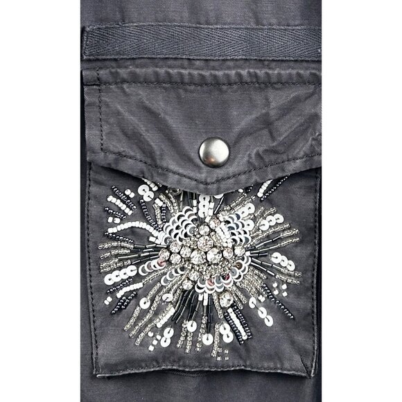 GAP Jacket "Moonless Night" Womens XS Embellished Beaded Military Field Glam - Picture 8 of 12